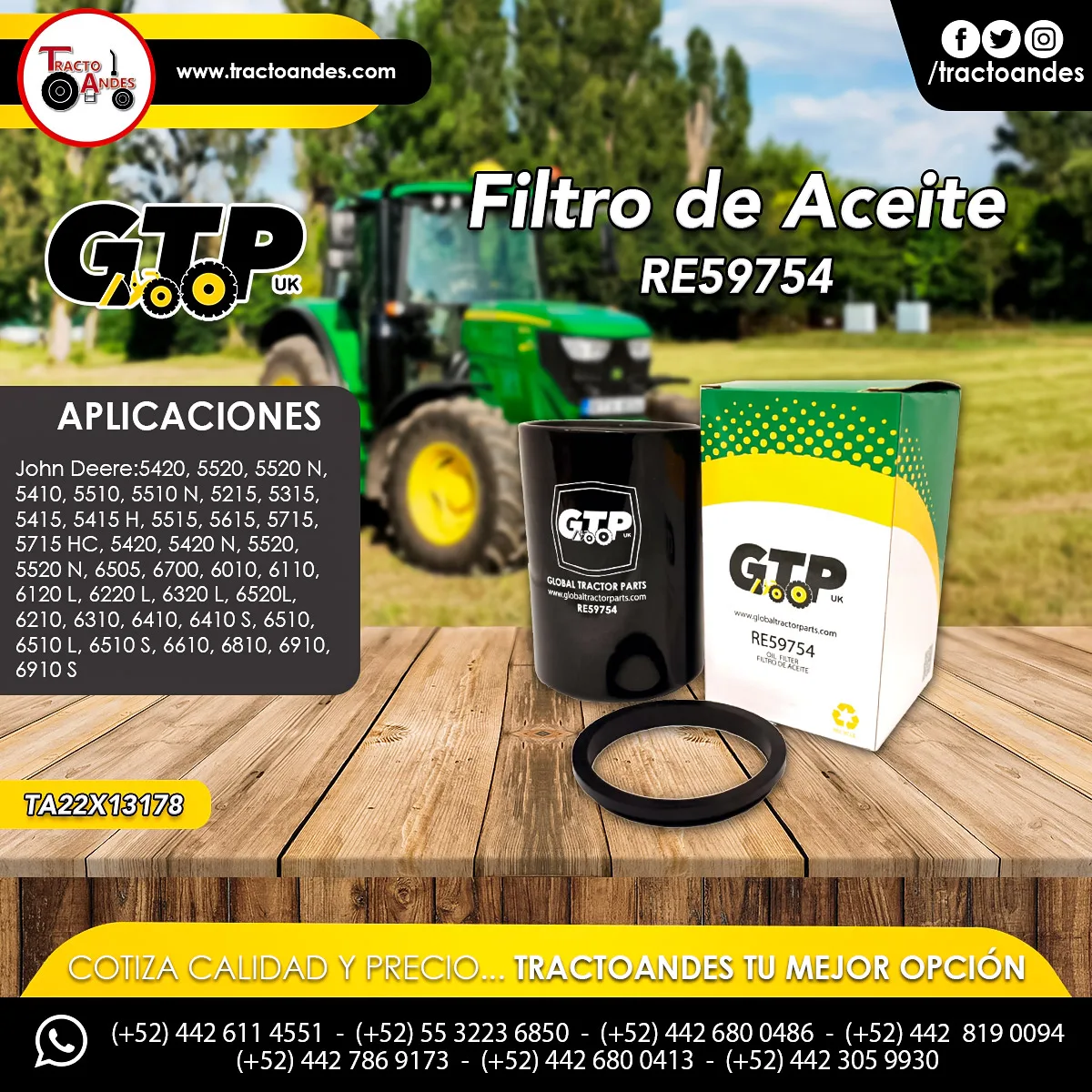 Filtro de Aceite - RE59754