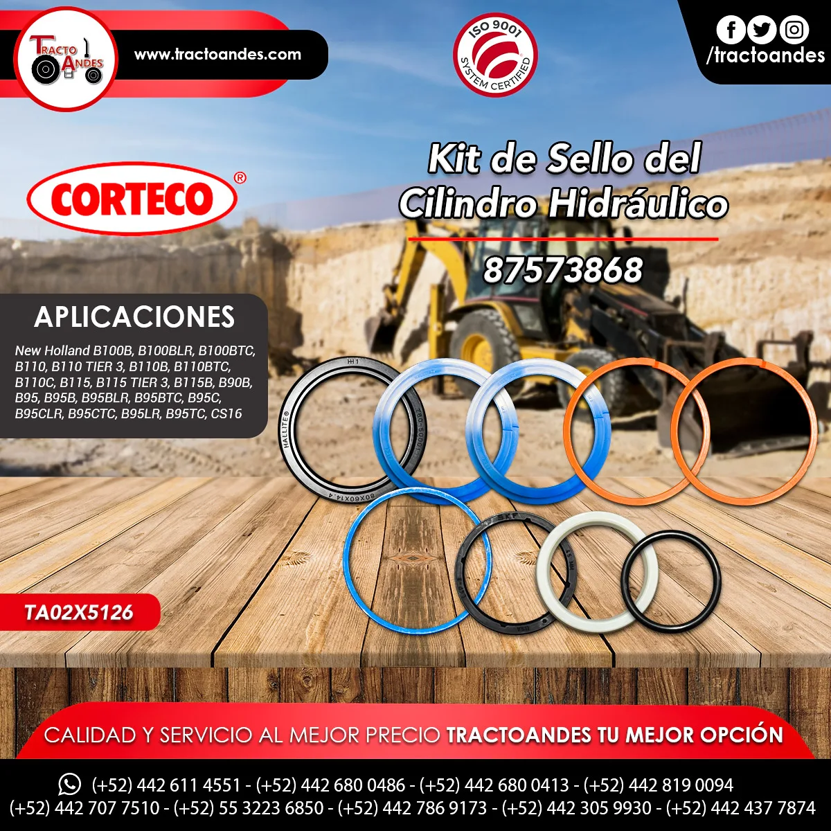 Kit de Sello del Cilindro Hidráulica 8757868