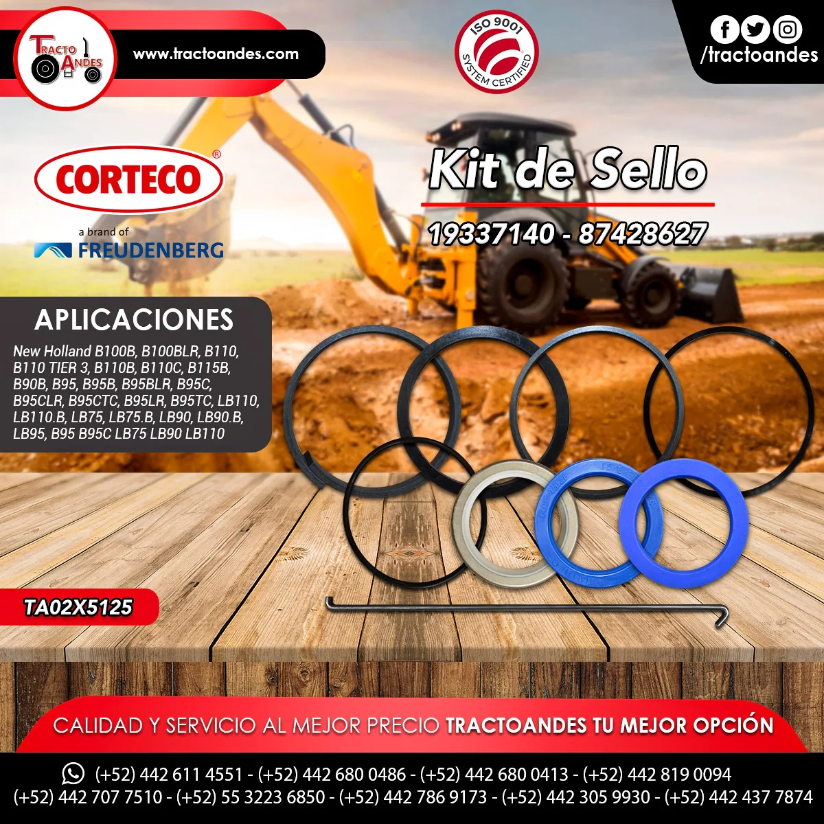 Refacciones Corteco y New Holland