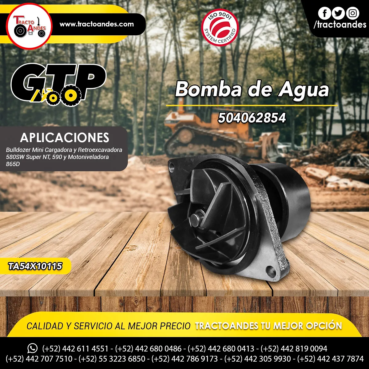 Bomba de Agua - 504062854, Refacciones industriales, Refacciones Case