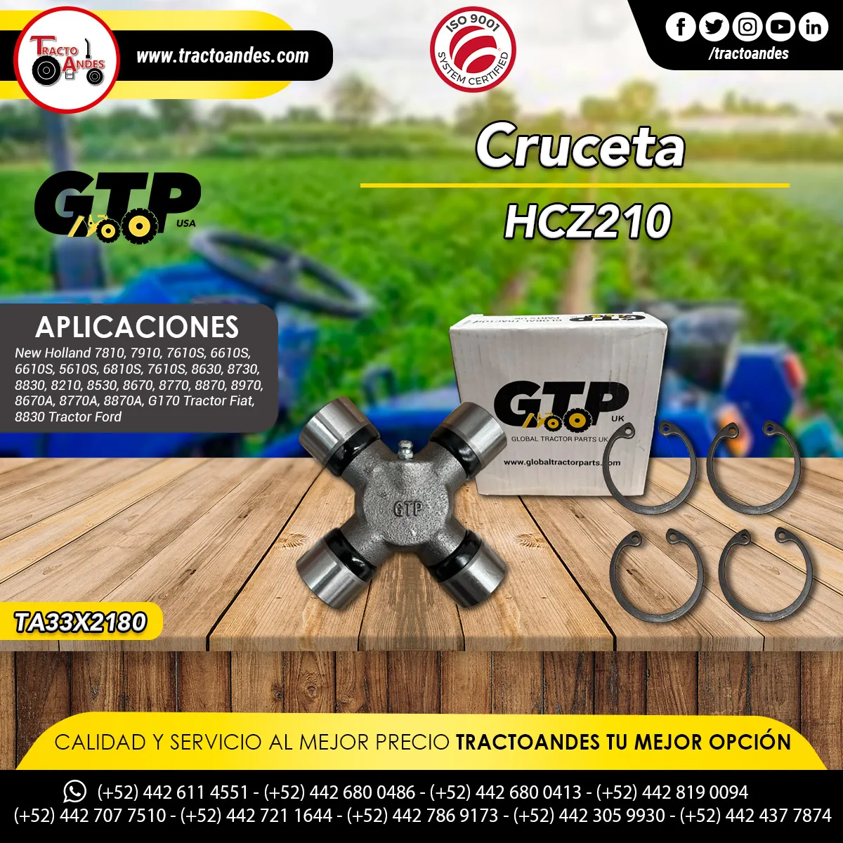 Refacciones para New Holland, Crucetas, Refacciones agrícolas