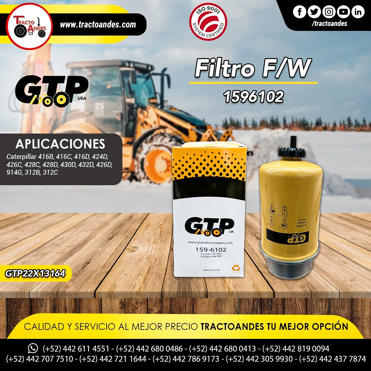 Filtros Caterpillar, refacciones industriales