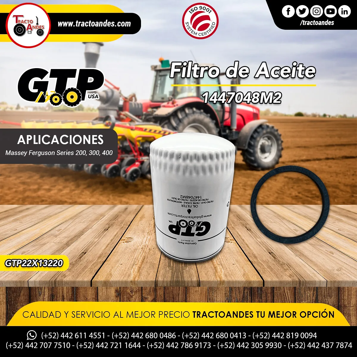 Filtro de Aceite - 1447048M2 - Refacciones agrícolas, Massey Ferguson