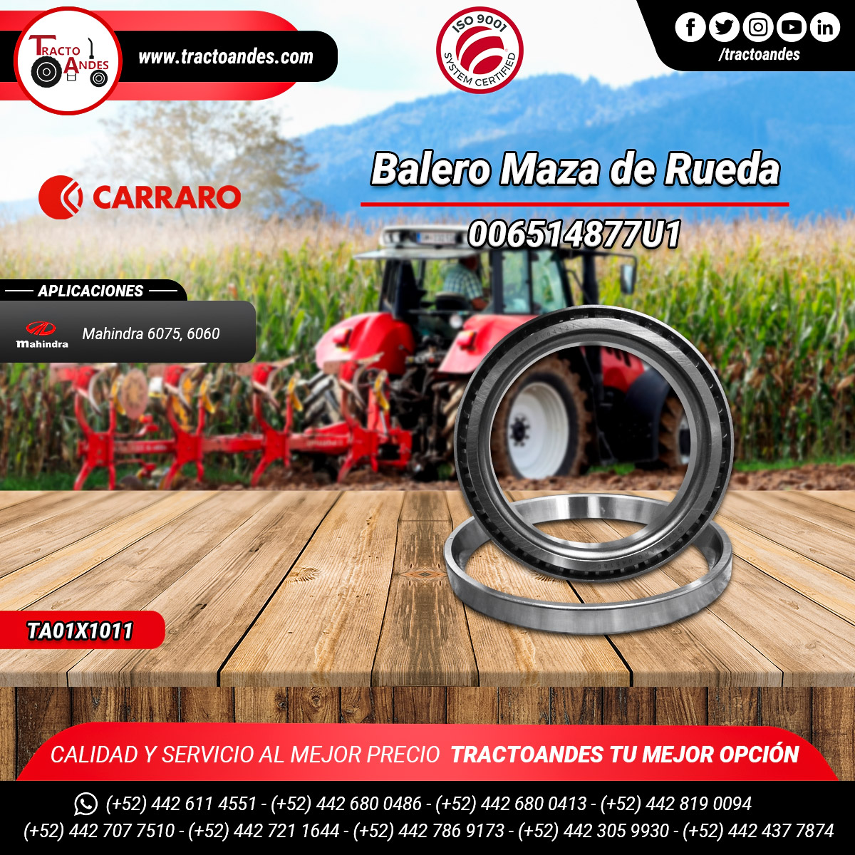 Balero Maza de Rueda - TA01X1011 - 006514877U1 / 45180 - Carraro