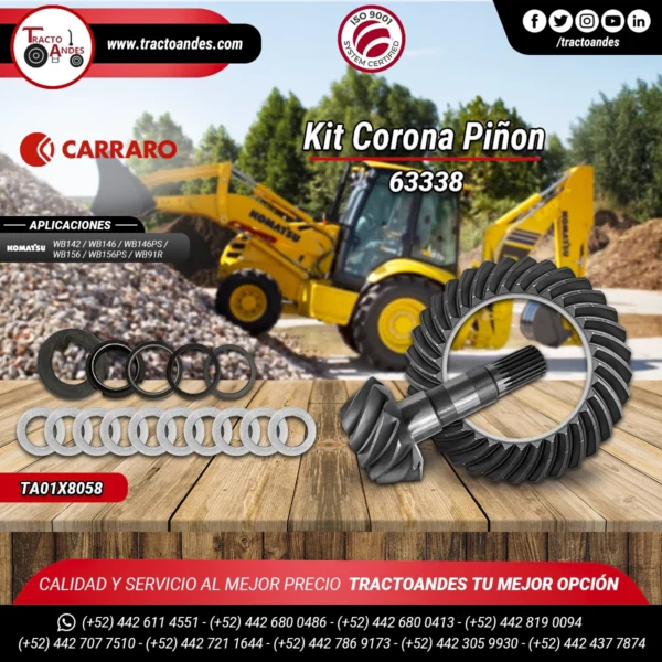 Kit-Corona-Piñon-63338-Carraro-68346-Komatsu-CA0068346-Volvo-11716550-VOE11716550-Terex-6195539M91-Carraro-CAR68346