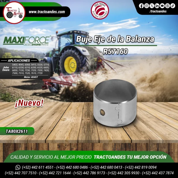 Buje-Eje-de-la-Balanza-R57160-TR57160-Maxiforce-para-Motor-4045T-John-Deere-refacciones-Agrícolas-TractoAndes