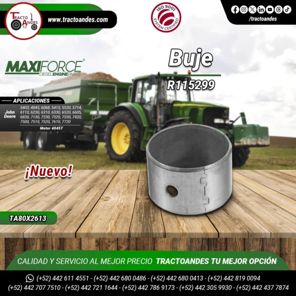 Buje-R115299-TR115299-Maxiforce-para-Motor-4045T-John-Deere-Refacciones-Agrícolas