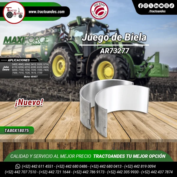 Juego-de-Biela-AR73277-TAR73277-Maxiforce-para-Motor-4045T-John-Deere-refacciones-agrícolas-TractoAndes