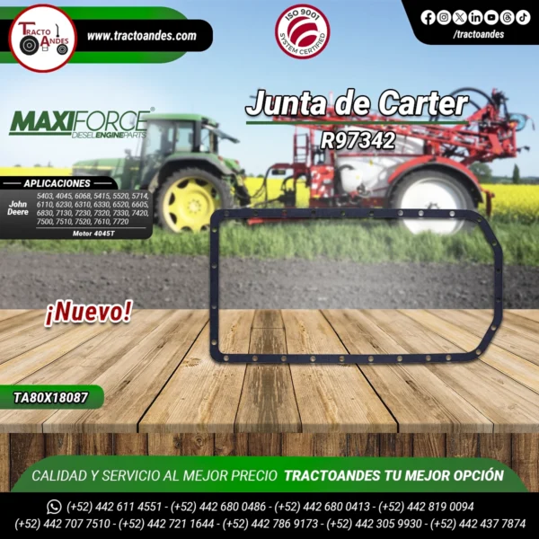 Junta-de-Carter-R97342-Maxiforce-Motor-4045T-John-Deere-Refacciones-Agrícolas-TractoAndes