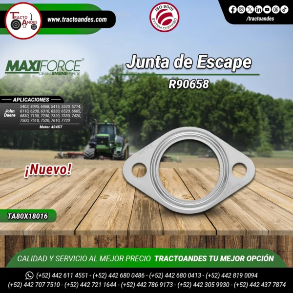 Junta-de-Escape-R90658-TR90658-Maxiforce-para-Motor-4045T-John-Deere-Refacciones-Agricolas-TractoAndes